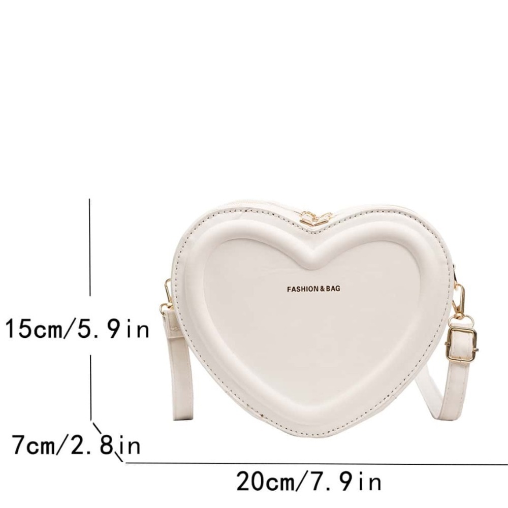 Adjustable Strap Heart-Shaped Cream White Crossbody Bag Purse NWOT - Picture 4 of 4